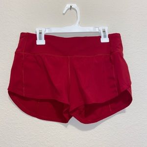 Red LuluLemon Speed Up Shorts 2.5”  size 4